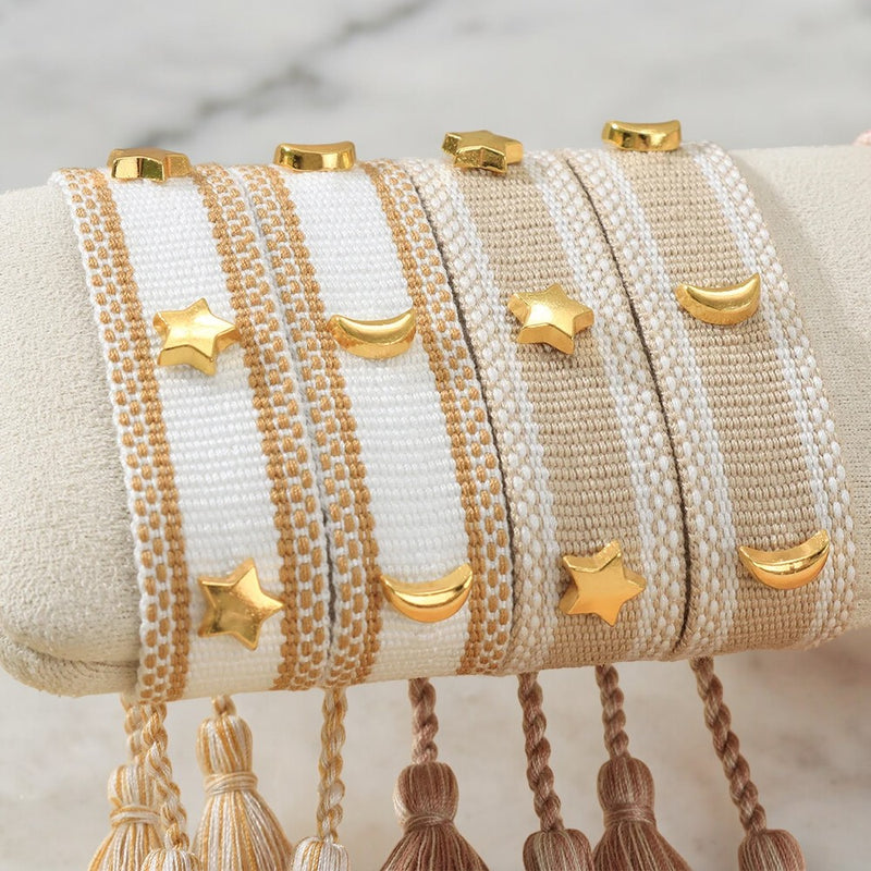 Studded Moon Embroidered Bracelets