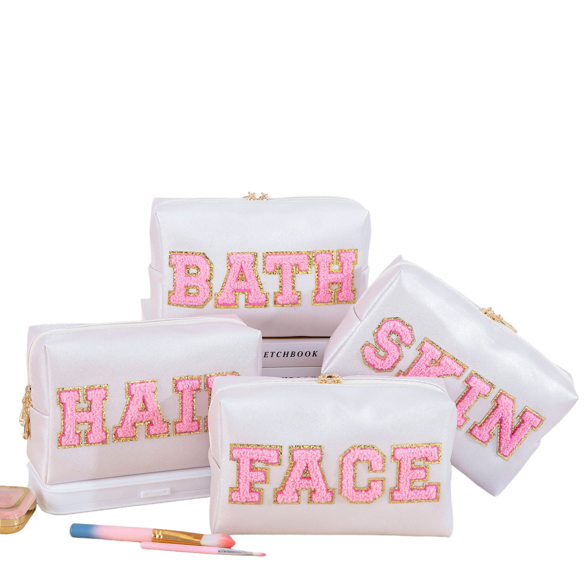 Chic Patch Cosmetic White Pouch