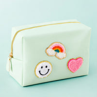 Cute Makeup Pouch with Smiley Face, Rainbow, and Heart