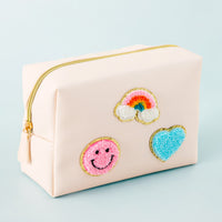 Cute Makeup Pouch with Smiley Face, Rainbow, and Heart