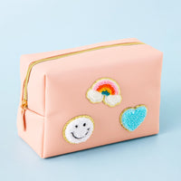 Cute Makeup Pouch with Smiley Face, Rainbow, and Heart