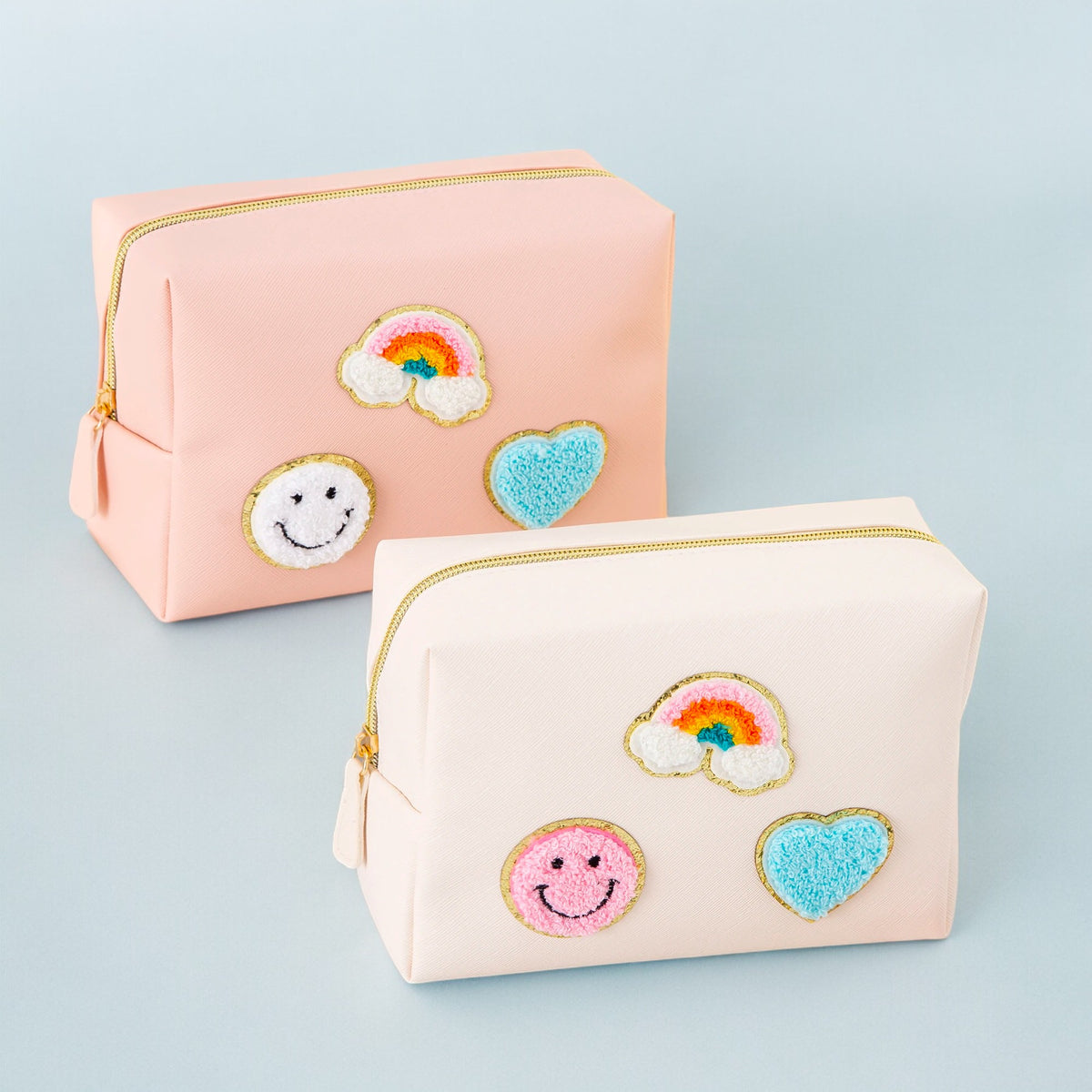 Cute Makeup Pouch with Smiley Face, Rainbow, and Heart