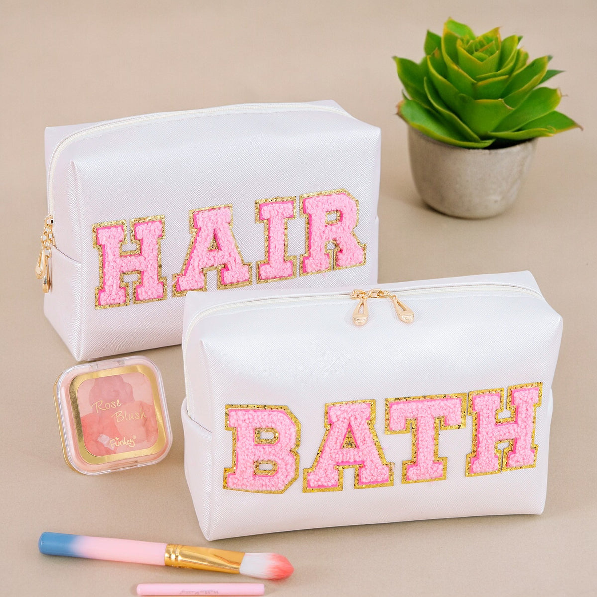 Chic Patch Cosmetic White Pouch