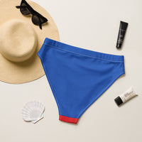 Red and Blue Recycled high-waisted bikini bottom