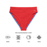 Red and Blue Recycled high-waisted bikini bottom