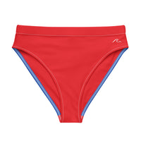 Red and Blue Recycled high-waisted bikini bottom