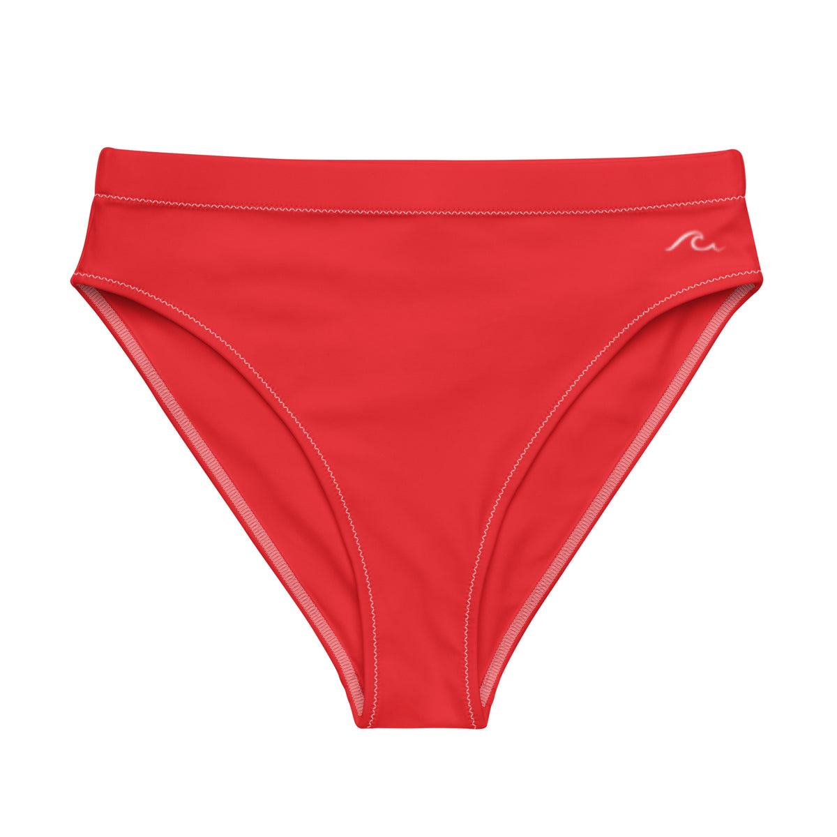 Red Recycled high-waisted bikini bottom