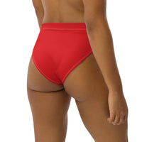 Red Recycled high-waisted bikini bottom