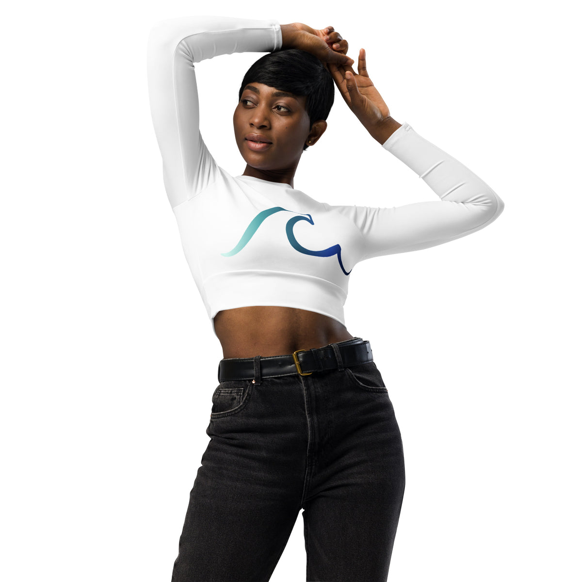 White Recycled long-sleeve crop top