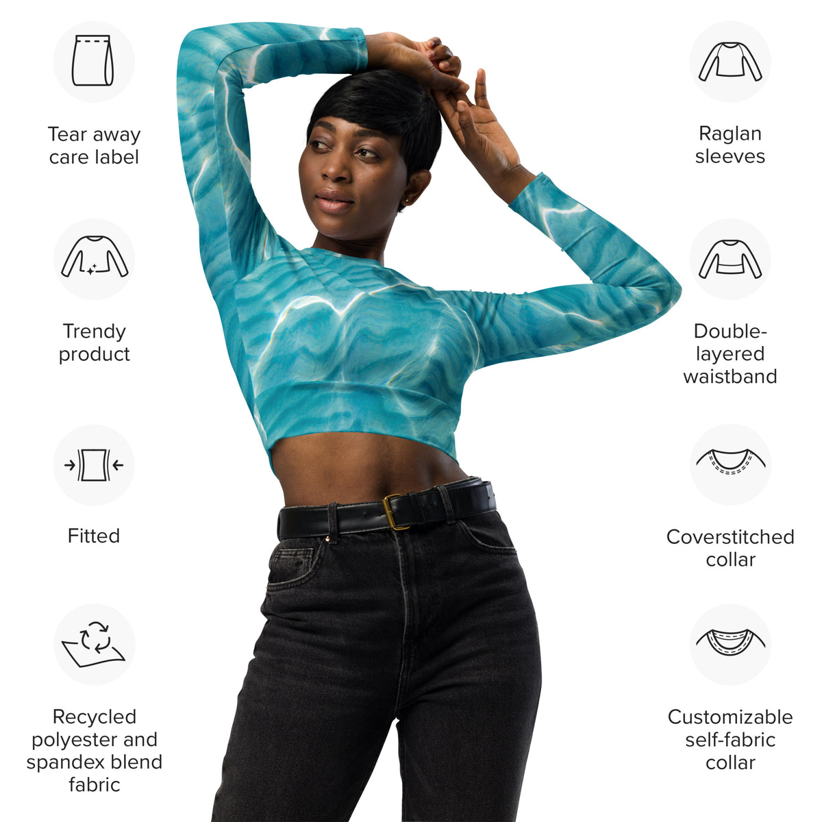 Captiva Currents Recycled long-sleeve crop top
