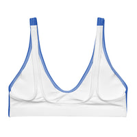 White Blue Colorblock Recycled padded bikini top