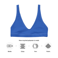 White Blue Colorblock Recycled padded bikini top