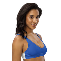 White Blue Colorblock Recycled padded bikini top