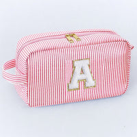 Cute Initial Waterproof Pink Travel Cosmetic Toiletry Bag