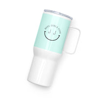 Reel Girls Fish Travel mug with a handle