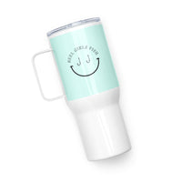 Reel Girls Fish Travel mug with a handle