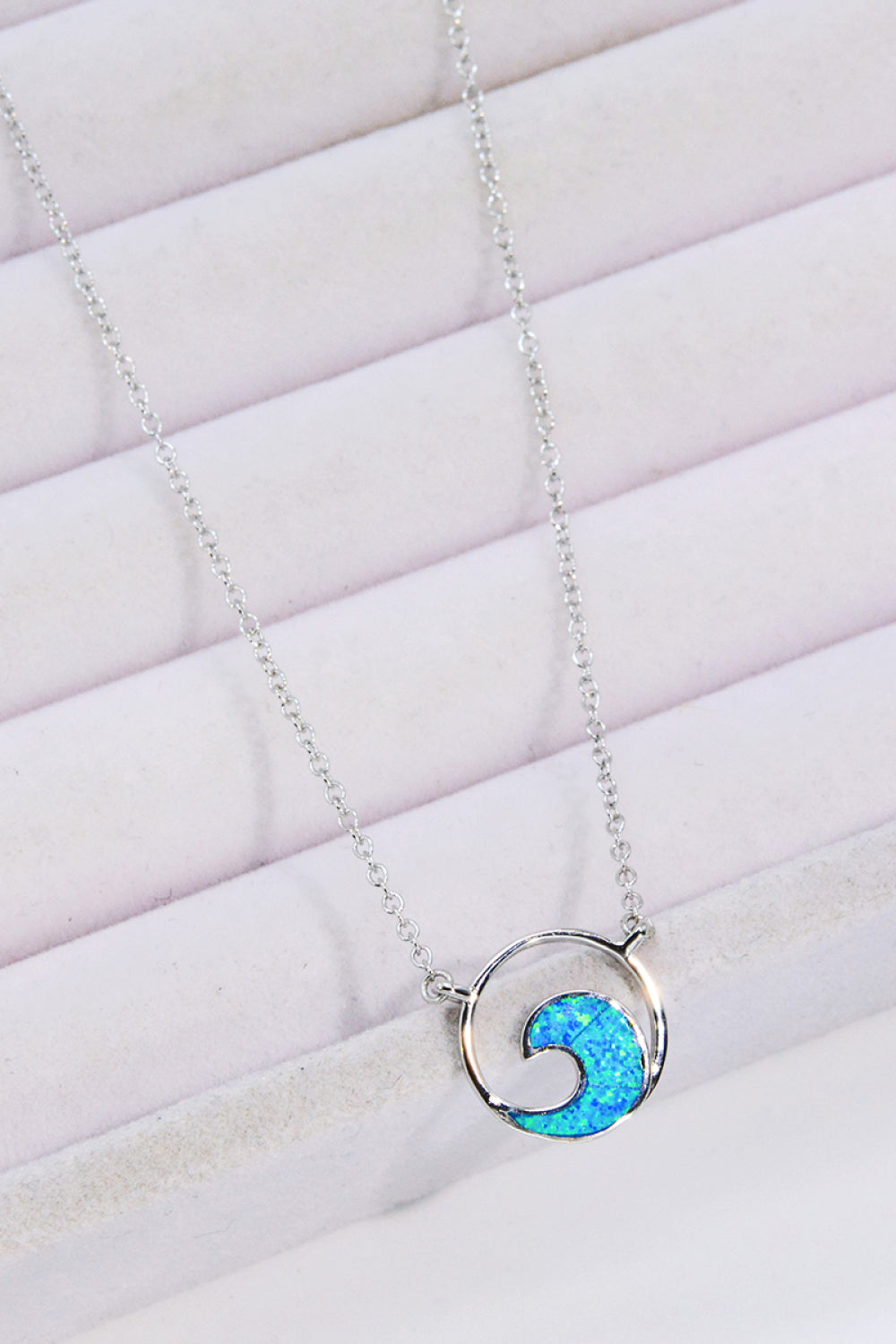 Opal Wave Pendant Necklace