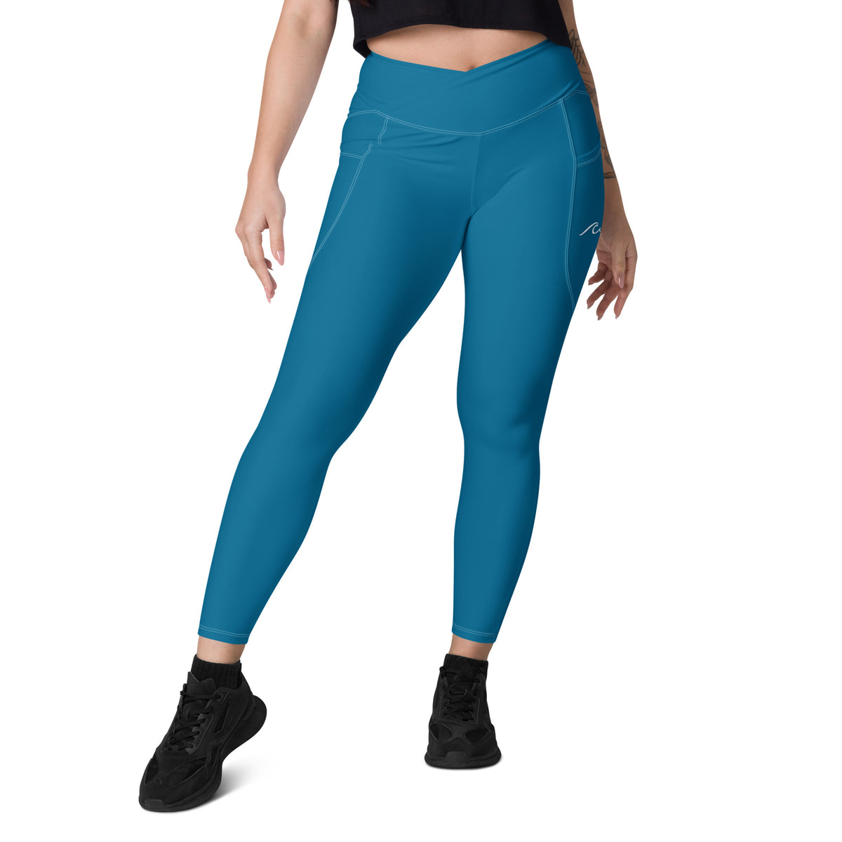 Naples Blue UPF 50+ Crossover leggings with pockets