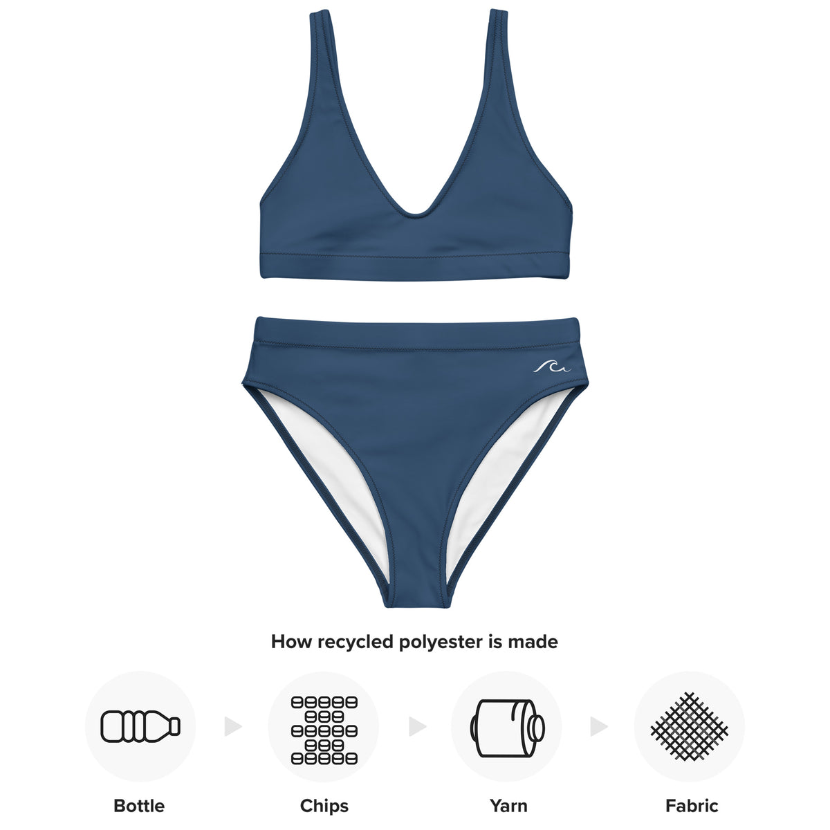 Navy Recycled high-waisted bikini