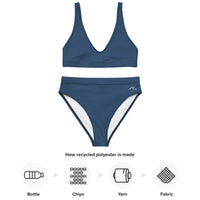 Navy Recycled high-waisted bikini