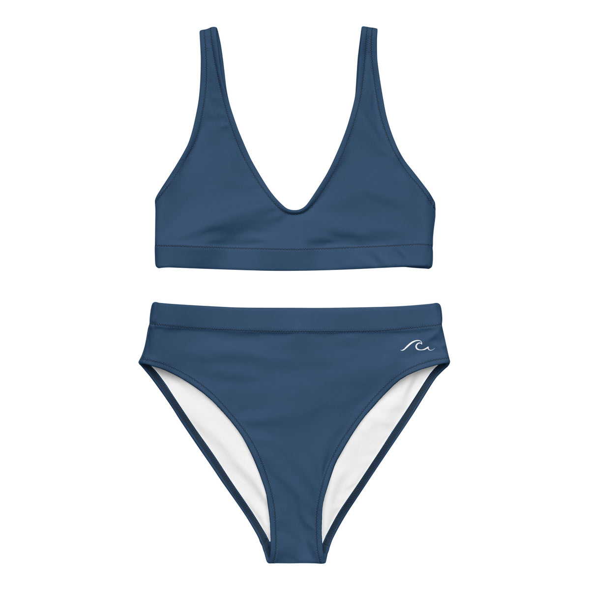 Navy Recycled high-waisted bikini