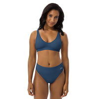 Navy Recycled high-waisted bikini