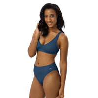 Navy Recycled high-waisted bikini