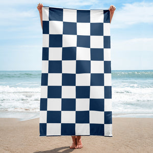 Navy Checkmate Towel