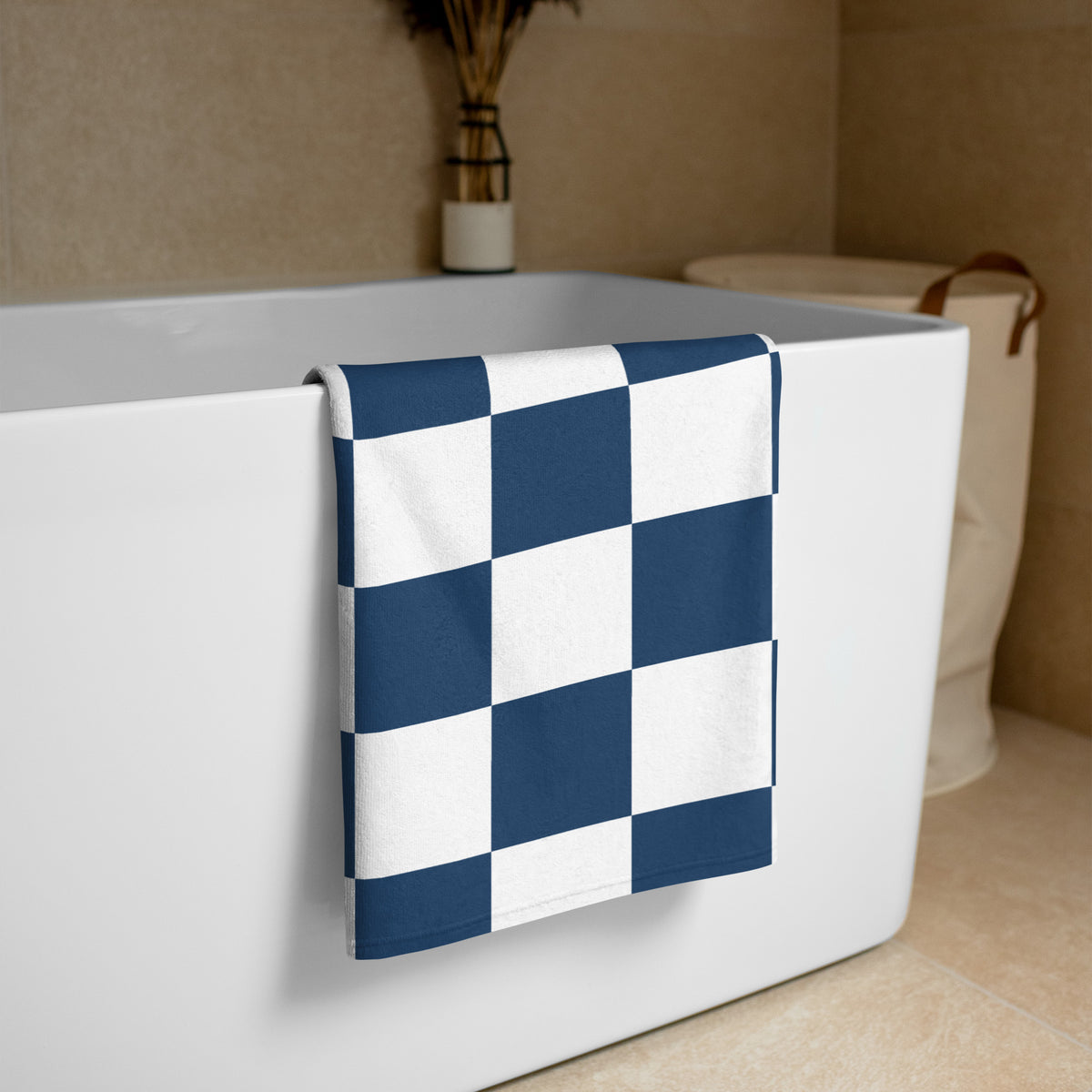 Gulfcoast Navy Checkmate Beach Towel