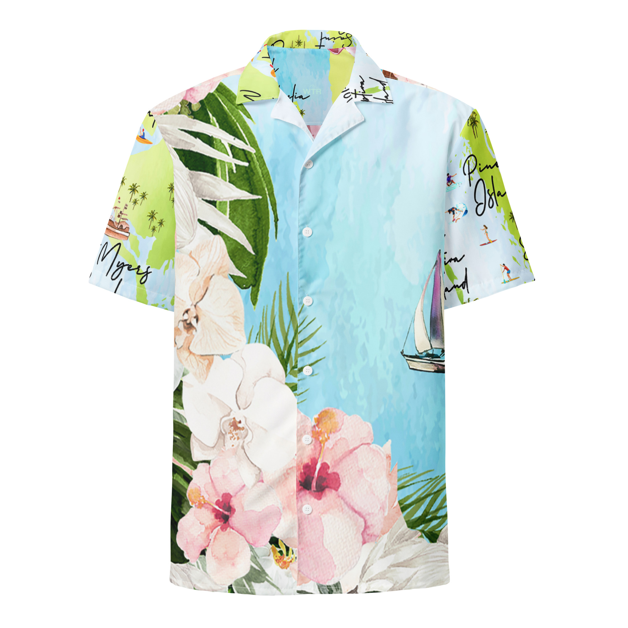 Barrier Islands unisex button shirt, flat lay