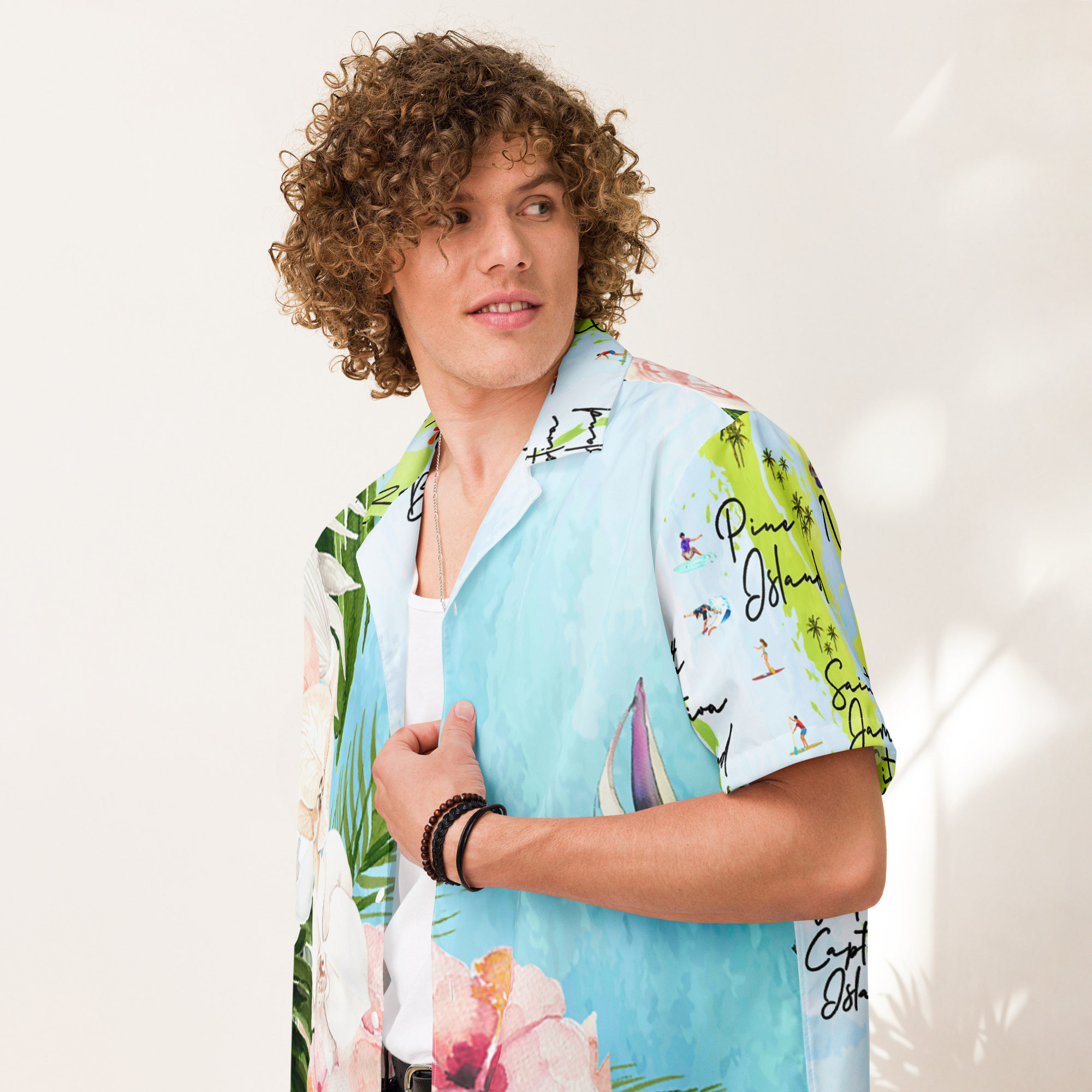 Barrier Islands unisex button shirt, worn