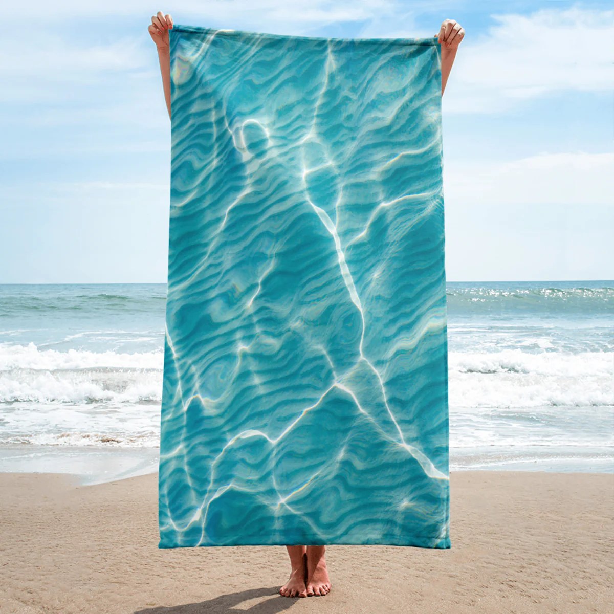 Crystal Water turquoise ripple beach towel